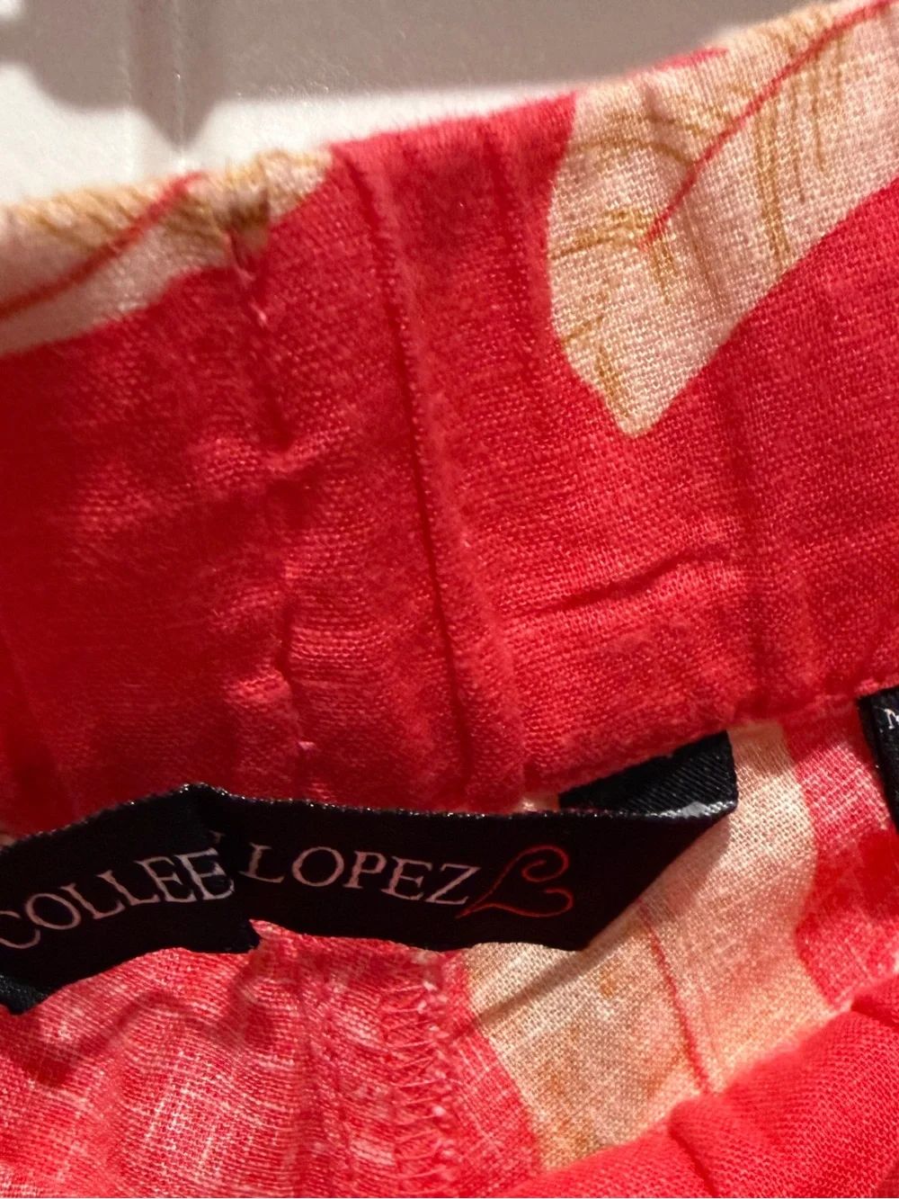 Colleen Lopez Coral Midi Skirt with the khaki Leaf Print Linen Blend